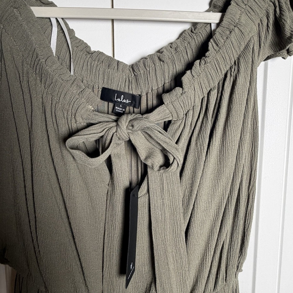Lulu's Olive Green Ruffled Jumpsuit - Picture 5 of 7